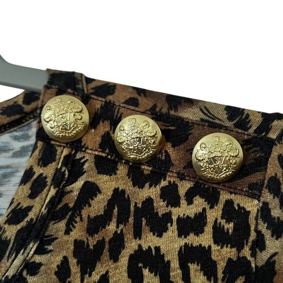 Veronica Beard Carla Leopard Print Crewneck Tee With Button Detail Pima Cotton M - Picture 6 of 10